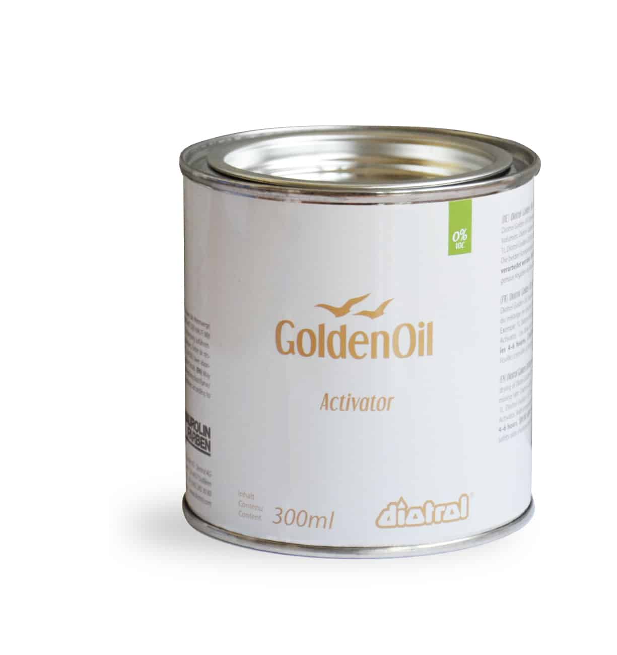 GO_Activator_300ml Diotrol Golden Oil Activator ist eine flüssige Komponente zur beschleunigten Aushärtung von Diotrol Golden Oil Onecoat und Alba White.